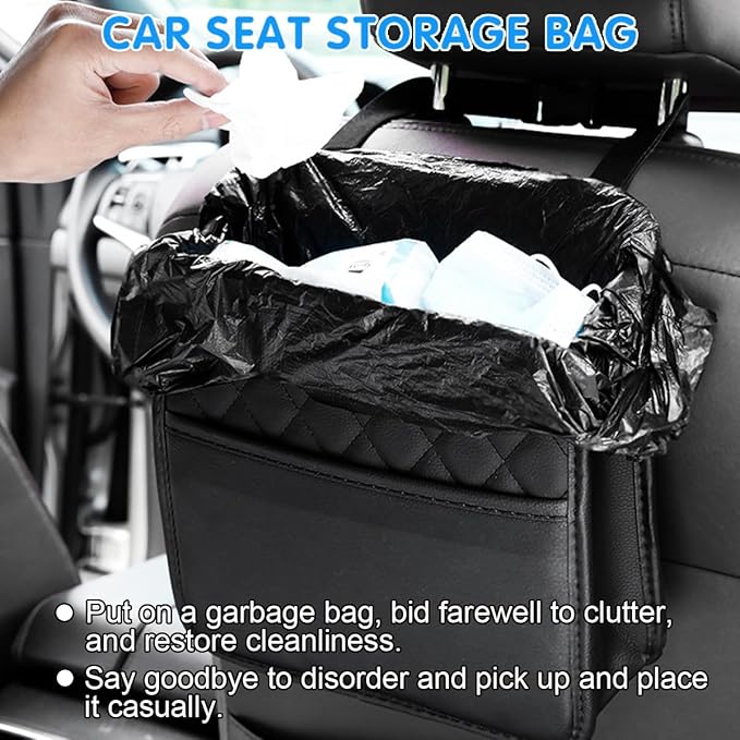 Mandark Car Seat Back Organizer, PU Leather Automotive Backseat Hanging Storage Pocket, Multipurpose Vehicle Travel Essentials Accessories for Kids & Adults, Universal for Most Cars (Purple)