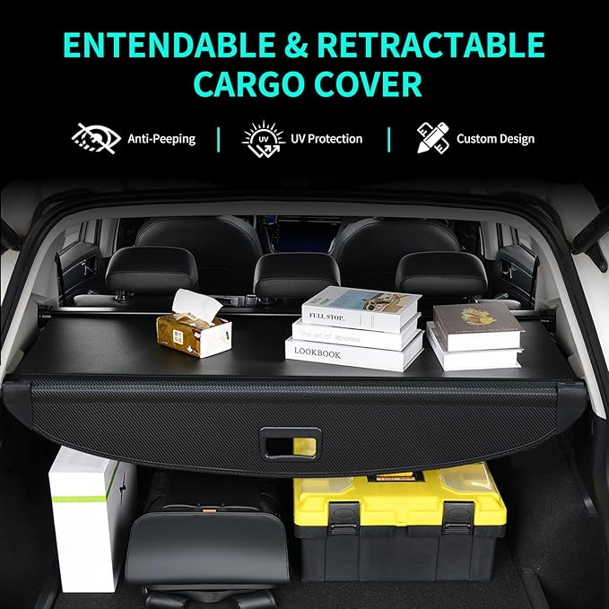 Cargo Trunk Cover fit for Hyundai Tucson 2025 2024 2023 2022 Accessories, Retractable Rear Luggage Security Shade Cover, Anti-Peeping Privacy Screen Protector, Carbon Fiber Texture