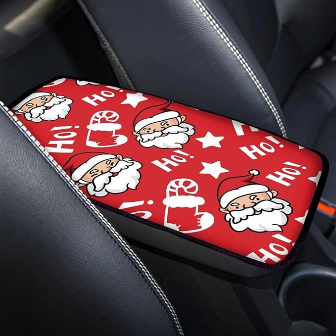 Christmas Hoho Car Armrest Storage Box Mat Car Center Console Cover Car Armrest Seat Box Cover for Most Vehicle, SUV, Truck Car Decors