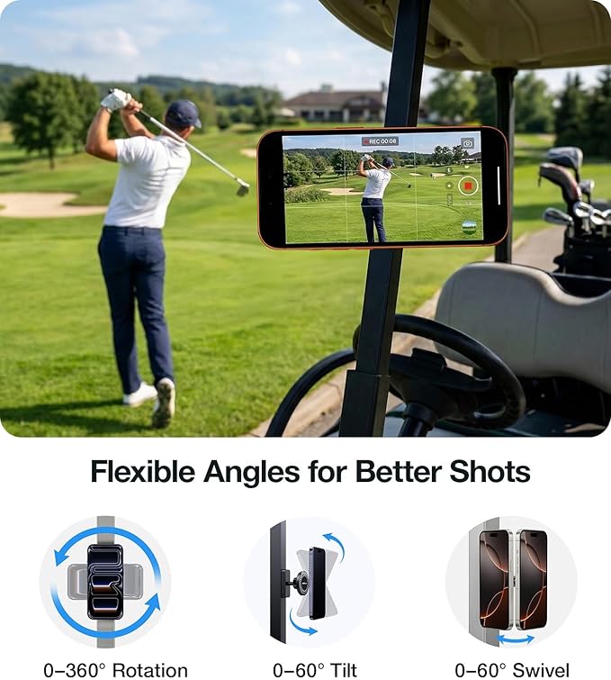[Military-Grade &28 Powerful Magnets Magnetic Golf Cart Phone Holder for All Phones, 360°Rotation, Golf Cart Accessory for EZGO, Club Car, Yamaha, Best Gift for Men Golfe,Dad Father,Husband