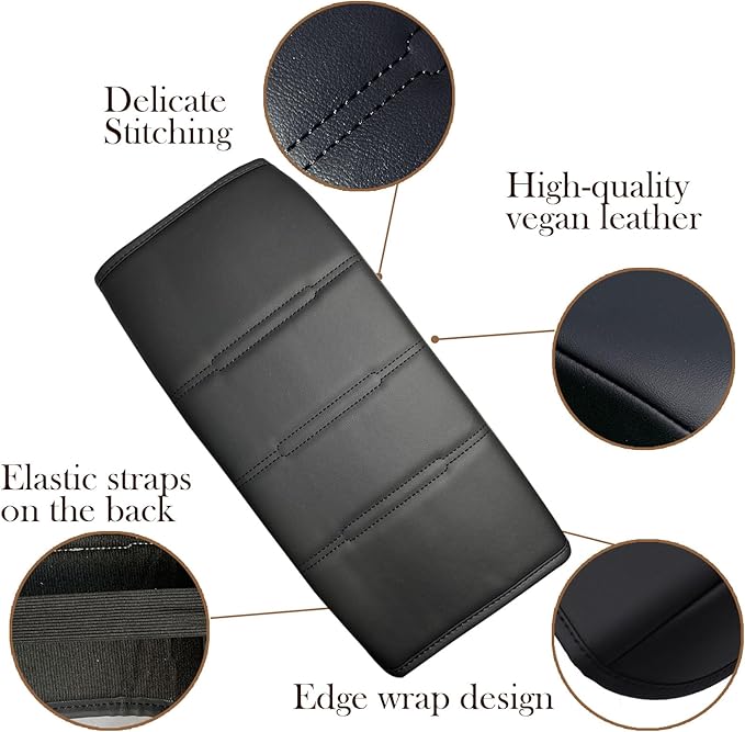 Center Console Pad Armrest Box Cover for Honda 2025 2024 2023 CRV LX EX EXL Sport Hybrid Sport Touring,Black Leather Protector Accessories for CR-V 2023 2024（Black line）