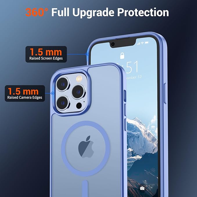 SUPFINE Magnetic for iPhone 13 Pro Case (Compatible with MagSafe) (Military Grade Drop Protection) Slim Translucent Matte Shockproof with Anti-Fingerprint Phone Case,Blue Purple