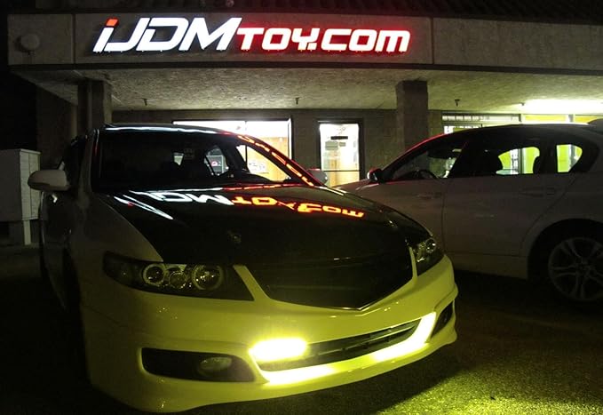 iJDMTOY Amber Yellow 18W High Power LED Daytime Running Light Kit w/Relay Wire Harness, Universal Fit Compatible with Car, Truck, SUV, etc
