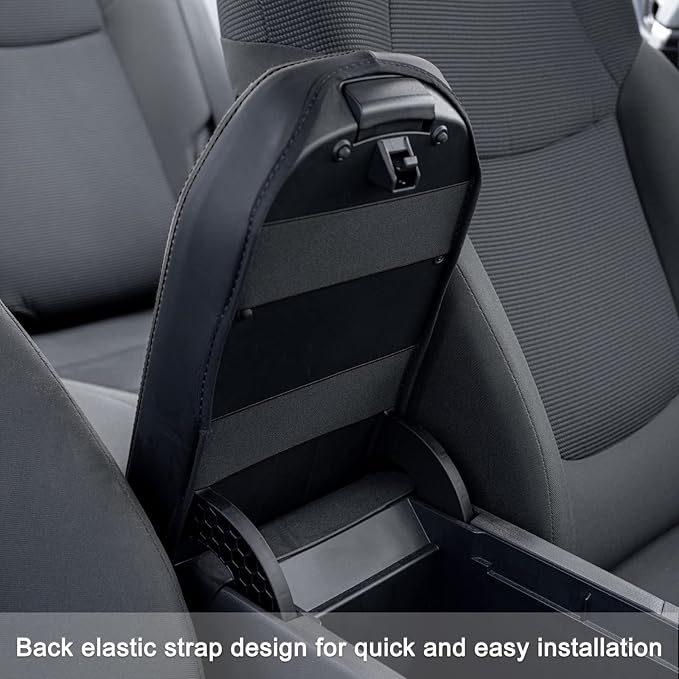 JDMCAR Center Console Armrest Cover for 2025 Toyota RAV4 Accessories 2024 2023 2022 2021 2020 2019 Leather Middle Console Lid Cover Pad Protector Elbow Arm Rest Covering Car-(Black)