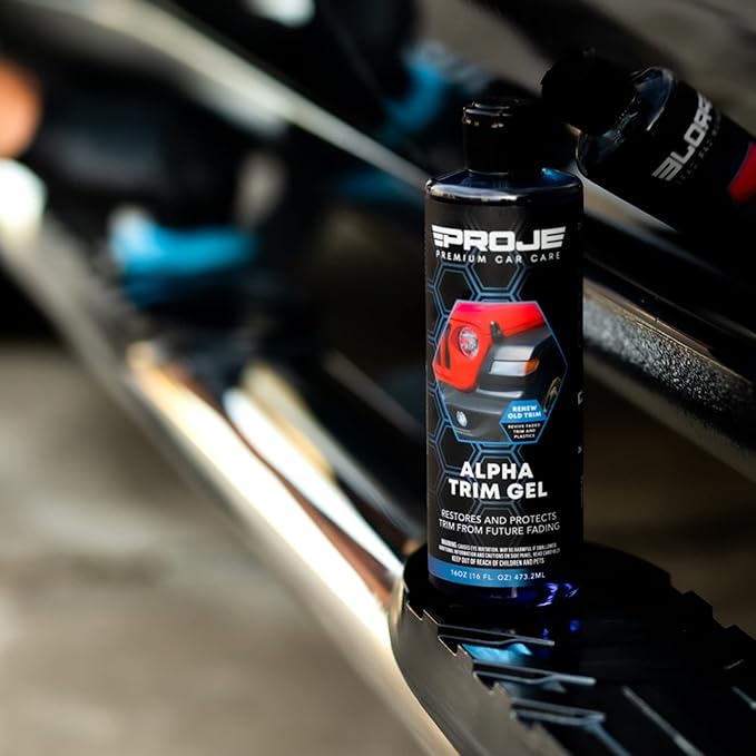 PROJE' Alpha Trim Gel - Plastic Restorer - Easy To Use Trim Coat for Cars - Restores Original Appearance - Long Lasting Shine - Auto Detailing Supplies - 16 Fl Oz Premium Car Care