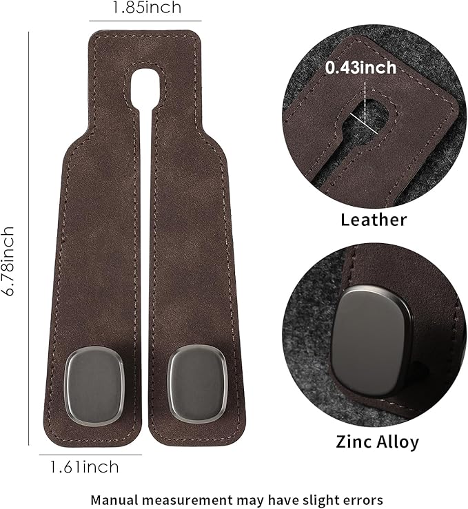 KINIVA Car Seat Headrest Storage Hooks, Set of 2, Suede PU Leather, Double Hooks (Brown-4 Pack)