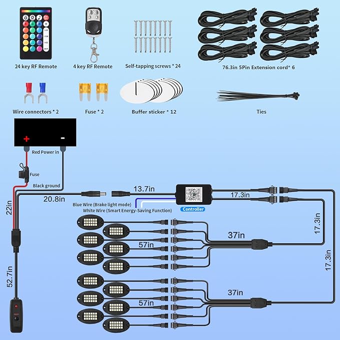 12Pods Heavy Duty Aluminum RGBW LED Rock Lights Kit for Trucks Pickup Jeep UTV ATV SXS Off-Road, APP/RF Remote, Plug and Play&Pre Wired IP67 Waterproof Multicolor Dual Zone 12V Underglow Accent Lights
