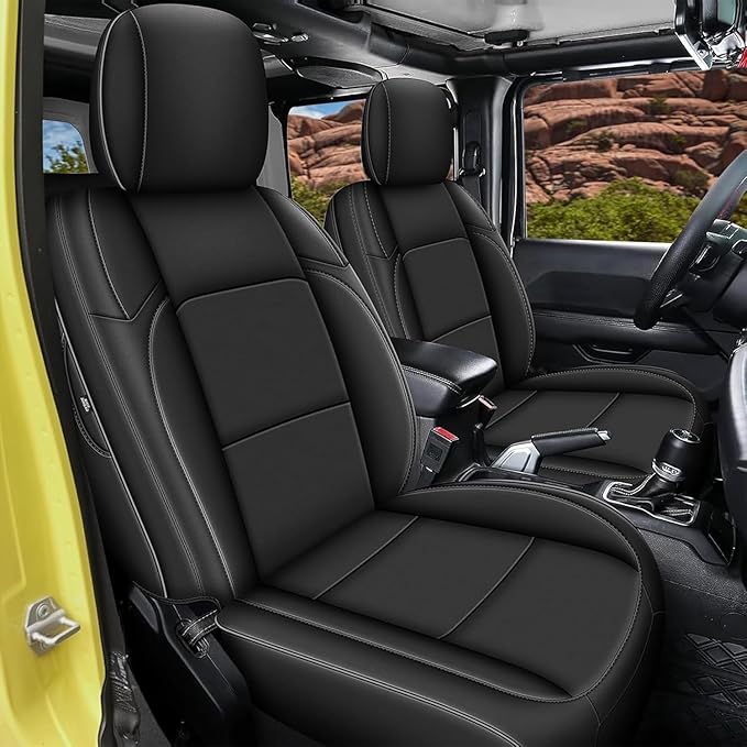 AOMSAZTO Seat Covers for Jeep Wrangler JK: 2011 2012 4-Door Leather Car Seat Covers Full Set