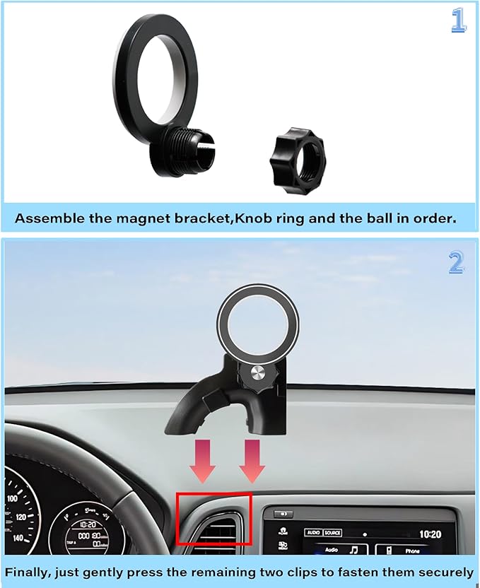 Car Phone Holder for Honda HRV HR-V 2016-2022 Accessories Compatible with MagSafe Cell Phone Mount Hands-Free 360 Degree Rotation Does Not Affect Air Vent