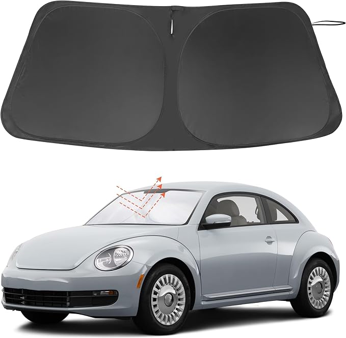 Windshield Sun Shade Custom Fit for 2012-2019 Volkswagen VW Beetle Accessories Foldable Sunshade Sun Blocker Protect Car from Sun Rays & Heat Damage Keep Car Cooler