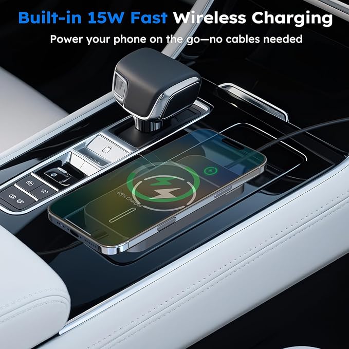 Wireless CarPlay Adapter with Magnetic 15W Fast Charging for iPhone 17/16/15/14/13/12 Series – Wired to Wireless CarPlay Converter, Auto Connect Plug & Play