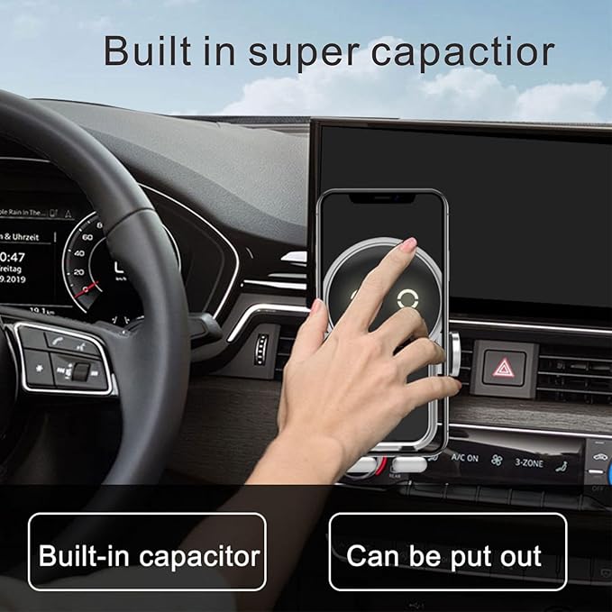 Cell phone holder wireless car charger,15W Auto Clamping Phone holders for your car fit for iPhone 16 15 14 13 12 Mini Pro Max 11 XR, Samsung Galaxy S24 Ultra S23 S22 S21+ Note 20 (Black)
