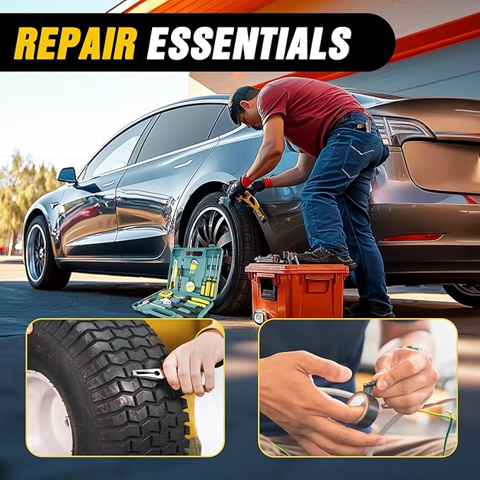 Nilight Car Emergency Kit with Jumper Cable Air Compressor Tire Repair Essential Tools First Aid Alligator Connector Electrical Kit for Travel Camping Outdoor Cars Truck SUV RV