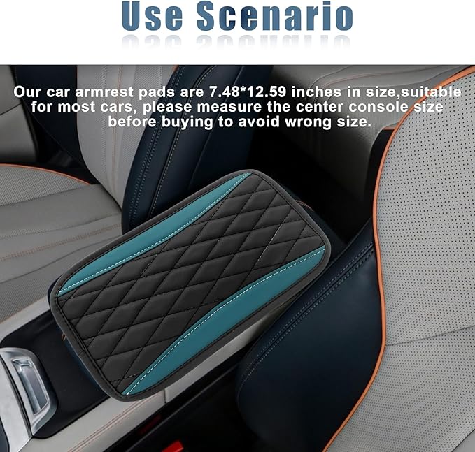 Car Center Console Cover, Universal Leather Waterproof Armrest Seat Box Cover Protector, Comfortable Car Decor Accessories Fit for Most Cars, Vehicles, SUVs-gem green