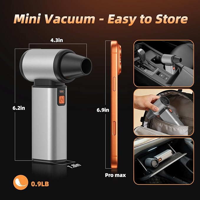 Compressed Air Duster - 130000 RPM Powerful Electric Air Duster, Multi-Gear Adjustable Canned Air, Fast Charging Duster for Computer, Keyboard, Home, Outdoor Duster
