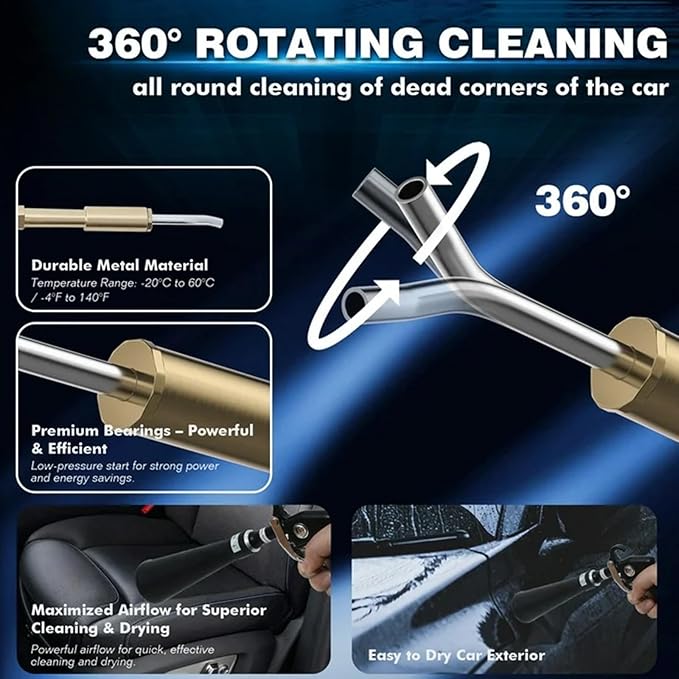 2in1 Car Cleaning Gun with 2 Nozzles, Multifunctional Dry Cleaning Gun, High Pressure Blower Gun, Car Detailing Tools for Quickly Blowing Out Dirt and DustWorking with Air