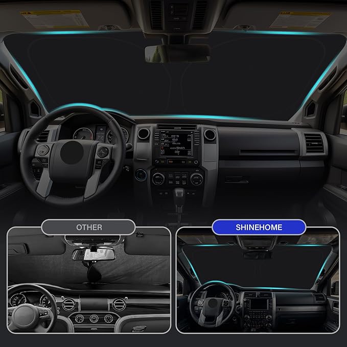 Car Sun Shade for 2016-2024 2025 2026 Toyota Tacoma Windshield Sun Shade, Sun Visor Windshield Screen Cover for Tacoma Front Window Sunshade Foldable Auto Interior Accessories UV Block to Keep Cool