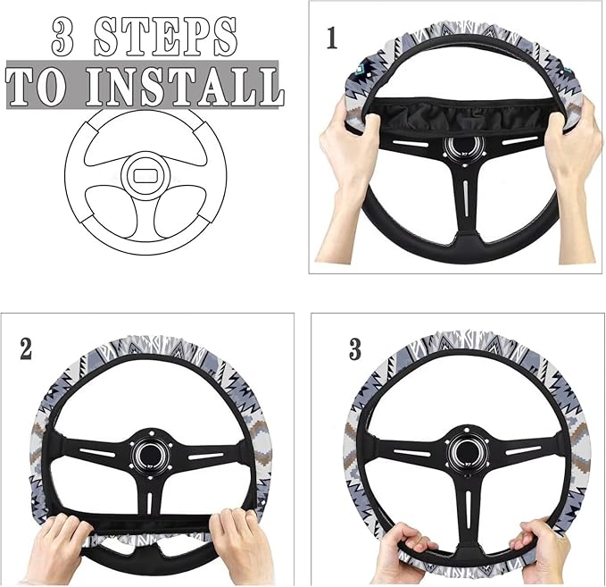 SEANATIVE Purple Aztec Car Steering Wheel Cover Universal Car Accessory for Diverse Cars Neoprene Dust Cover for Steering Wheel