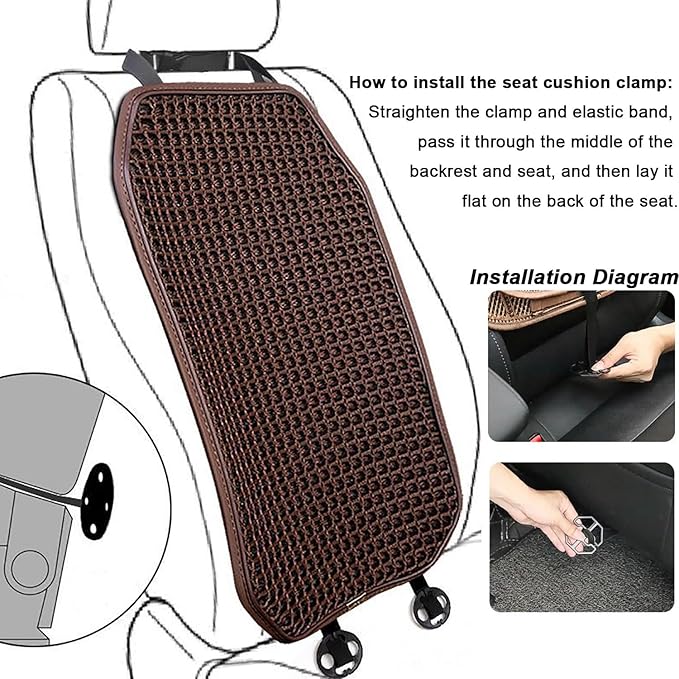 Cooling&Breathable 3D Air Mesh Car Seat Cushion for Summer, Universal Ventilated Comfortable Seat Pad, Suitable for Sedans,Vans,Pickup,Trucks,Suvs (Brown-1PcsBackCushion+1PcsSeatPad)