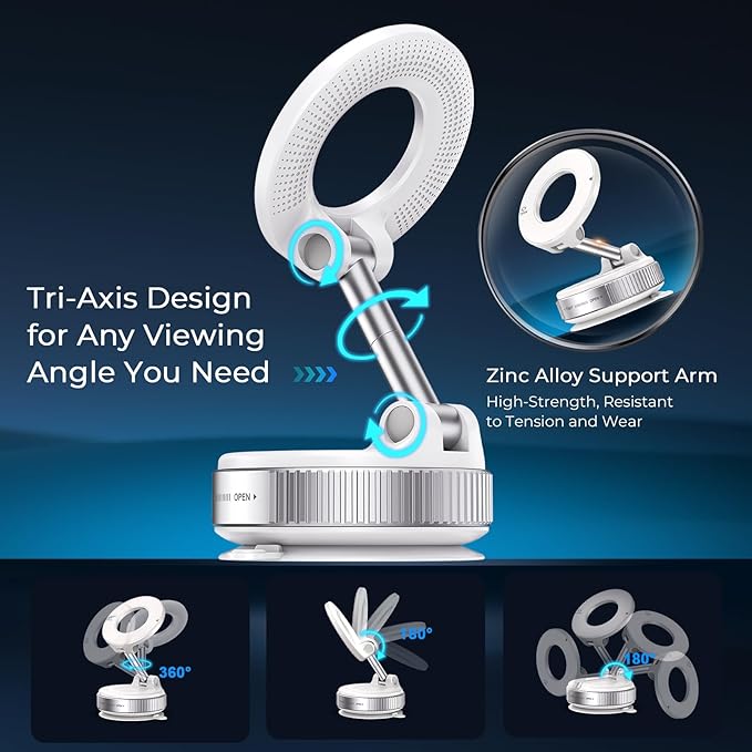 Vacuum Magnetic Phone Holder, Vacuum Magnetic Car Phone Mount, Vacuum Suction Phone Holder for Car/Gym/Kitchen/Mirror/Smooth Surface, Compatible with Magsafe iPhone and All Smartphones