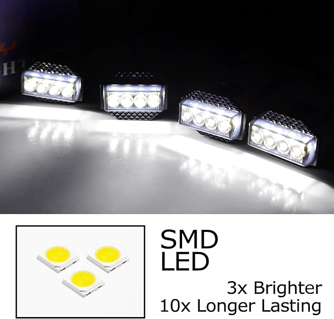 iJDMTOY 4pc Black-Out Smoked Lens Xenon White Full LED Front Grille Clearance Light Kit Compatible with Toyota 2018-2021 Tundra w/Honeycomb, Non-TRD, Non-Horizontal Beam Grille