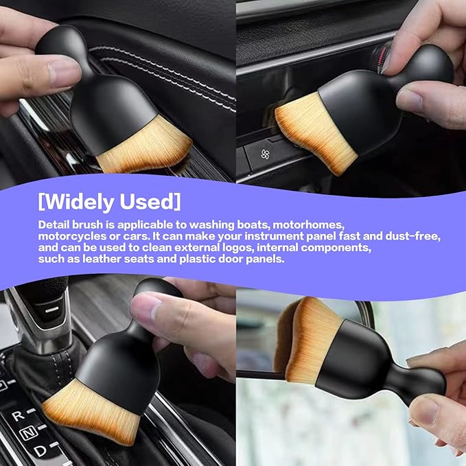 AOCISKA Car Interior Detailing Brush,Soft Bristle Cleaning Brush Car Detailing Brush Dusting Brush,Car Interior Cleaning Tool,Auto Detail Brush Car Dash Duster Brush (Black&Purple)