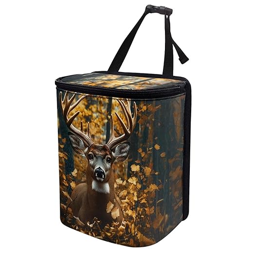 Deer Car Trash Can Auto Garbage Bag with Lid Leak-Proof Car Storage Bag Garbage Bag Hanging for Headrest Portable Vehicle Backseat Organizer