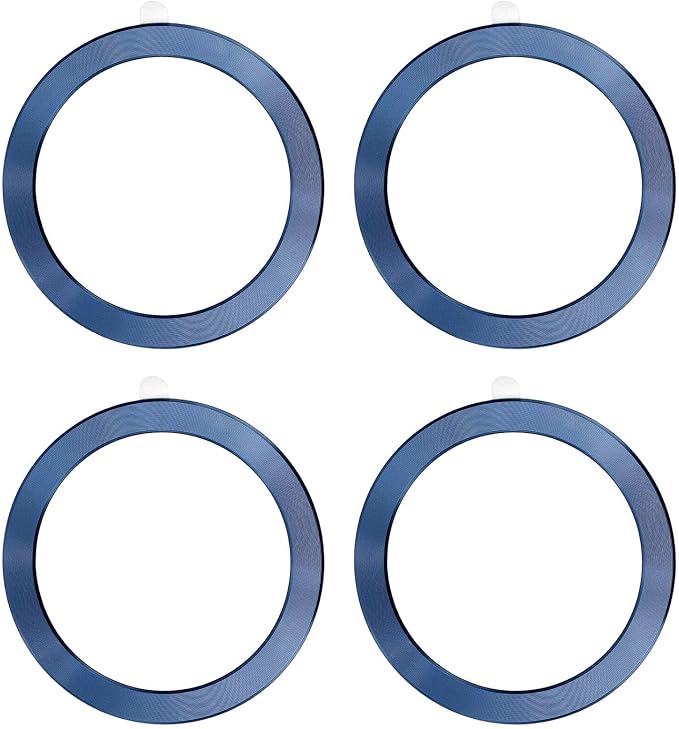PATIKIL Universal CD Stripe Magnetic Adapter Ring, 4 Pcs Ultra-Thin Sticker Ring Adhesive Nickel-Iron Alloy for Phone Cases Holder Wireless Charging Car Mount Kit, Blue