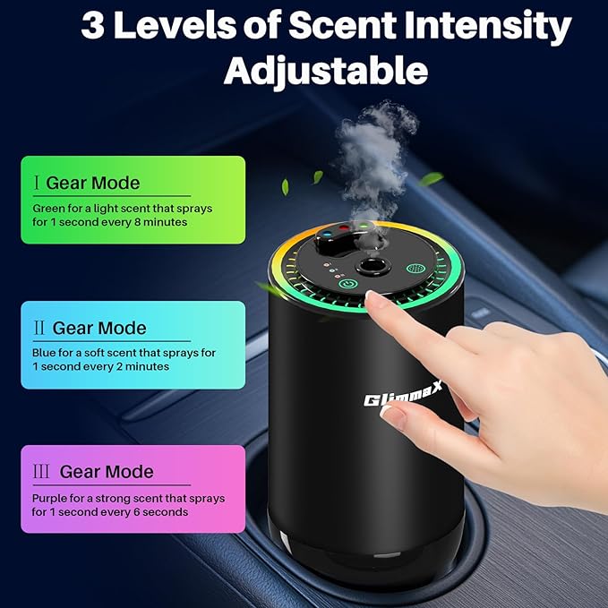 Smart Car Air Freshener Diffuser with Starry Sky Projection and 50ml Perfume, Auto On/Off Intelligent, 3 Adjustable Spray Modes Rechargeable Car Aroma Diffuser, Cologne