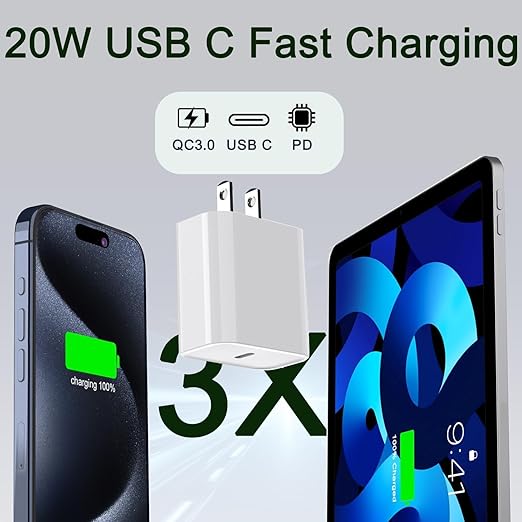 for iPhone 17 Charger, 20W USB C Fast Charging 6.6FT iPhone 16 Charger USB C Woven Cable Cord for iPhone 17/17 Air/17 Pro/17 Pro Max/16/16e/16 Pro/16 Pro Max/15/15 Plus/15 Pro/15 Pro Max/iPad/Air Pods