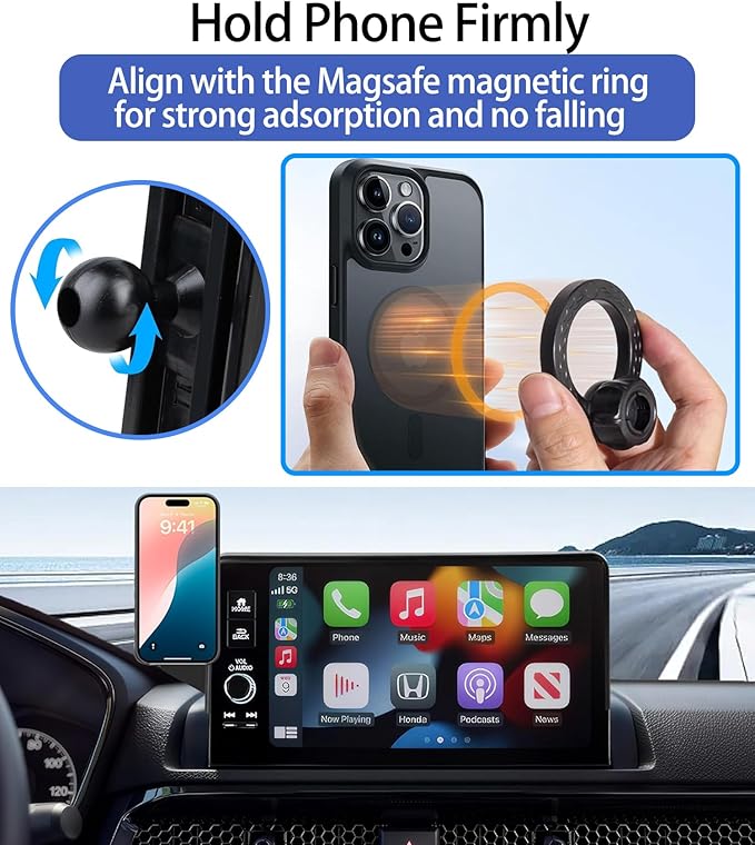Car Phone Holder for 2026 2025 2024 2023 Honda HR-V/2026 2025 2024 2023 Honda CR-V 7/9-inch Screen, Cell Phone Mount Compatible with MagSafe