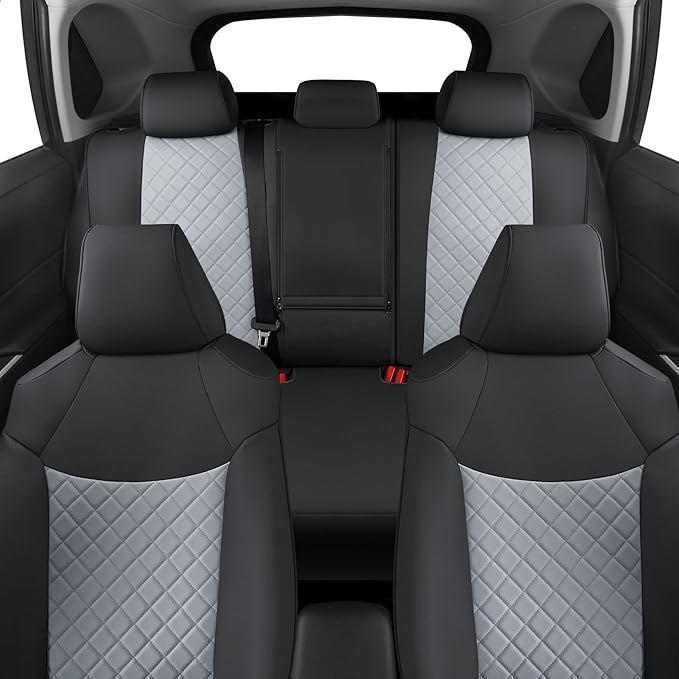 GIANT PANDA Customized Full Set Car Seat Covers Fit for Toyota Rav4 2019 2020 2021 2022 2023 2024 2025 Rav 4 XLE,LE,XLE Premium,Limited(Non-Hybrid & Adventure,TRD-Off),Front & Rear/Back (Black+Gray)