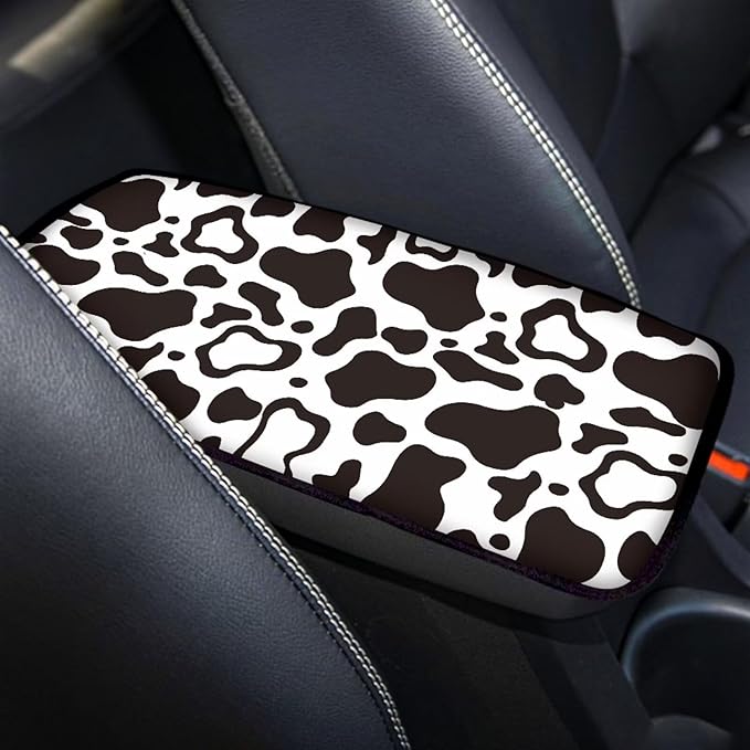 Dreaweet Car Center Console Cover Cute Cow Print Car Accessories Armrest Cover for Car Truck SUV Sedan for Women,Universal Armrest Cover for Car Center Console