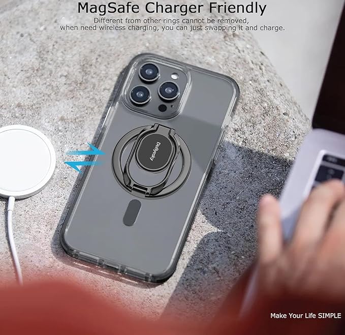 Doflyesky Magnetic Phone Ring Grip Holder, Dual-Sided Magnetics Adjustable Gym Finger Ring Grip Kickstand, Removable Phone Grip, for iPhone, iPad and Smartphones