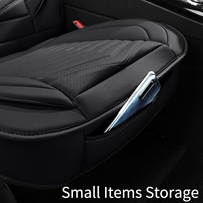 Car Seat Covers, Breathable & Waterproof Faux Leather Automotive Seat Covers for Cars SUV Truck Sedan, Universal Anti-Slip Driver Seat Cover with Backrest (2 PCS Front Seat, Black)