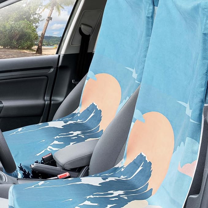 2 Pack Car Seat Towel Covers with Storage Bag 63 x 32 Inch Athletic Running Towel Seat Sweat Washable Non Slip Cover Gift for Car Outdoor Sport Activities (Yellowstone National Park)
