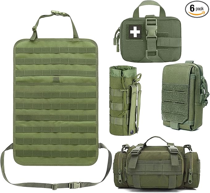 Tactical Seat Back Organizer, Od Green Molle Seat Covers, Tactical Car Vehicle Panel with Pouches for Truck Seat Back Organizers