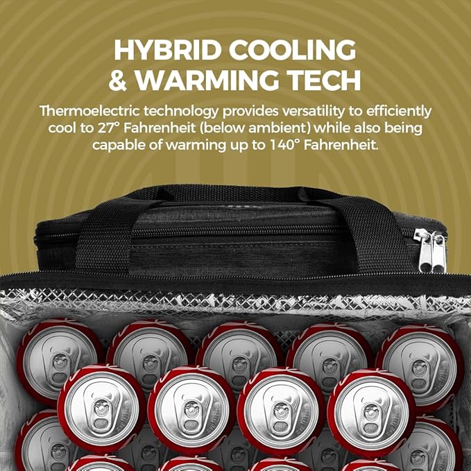 Halo 28L Hybrid Cooler & Warmer Bag | Electric Travel Cooler, Collapsible for Easy Storage, Keep Drinks Cold & Food Warm, Ice Free Cooling, Includes Shoulder Strap, DC Power Cord & AC Adapter