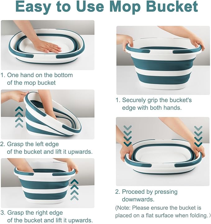 Collapsible Bucket for Cleaning, 4.2 Gallons Mop Bucket with Handle for Floor Window Car Washing, Silicone Ice Buckets for Parties Camping Fishing Beach, RV Laundry Storage Household Cleaning Supplies