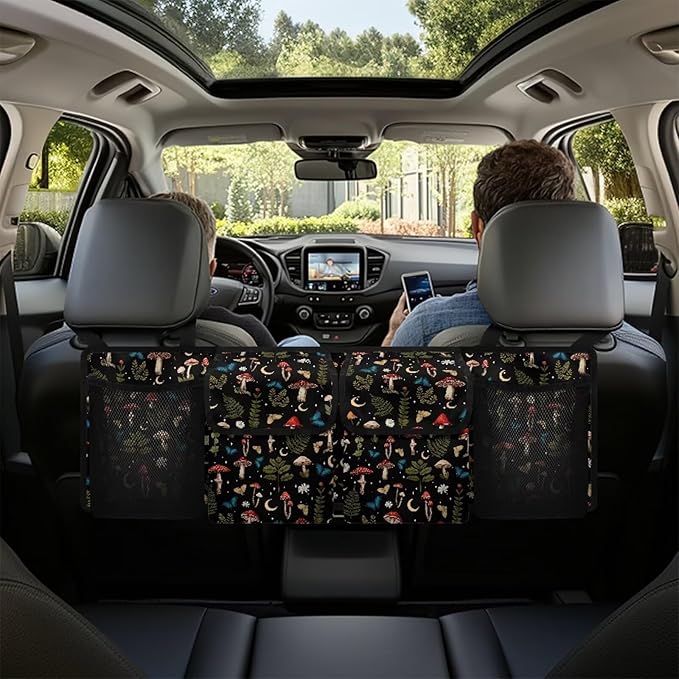 Car Trunk Organizer, Mushroom Hanging Seat Back Storage Organizer with Large Pockets, Space-Saving Backseat Car Organizer, Large Capacity Collapsible Bag for Most Vehicles