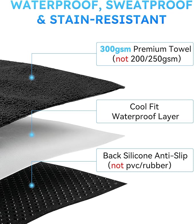 Car Seat Towel | Premium Microfiber Towel Seat Covers for Cars - Universal Fit & Waterproof | Sweatproof & Machine Washable Non-Slip Car Seat Towel Cover After Gym, Beach, Yoga (Black, 2 Pack)