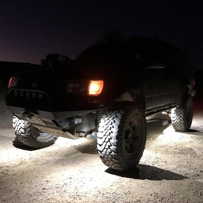Ampper 4 Pods LED Rock Lights, LED Neon Underglow Waterproof Light for Car Truck ATV UTV SUV Offroad Boat Underbody Glow Trail Rig Lamp (White)