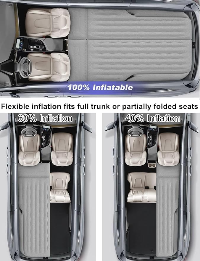 Umbrauto SUV Air Mattress for Car Camping, Leakproof & Quick Inflation Sleeping Airbed with Electric Pump, Fits Most Compact, Mid-Size & Full-Size SUV Trunks for Road Trip Travel