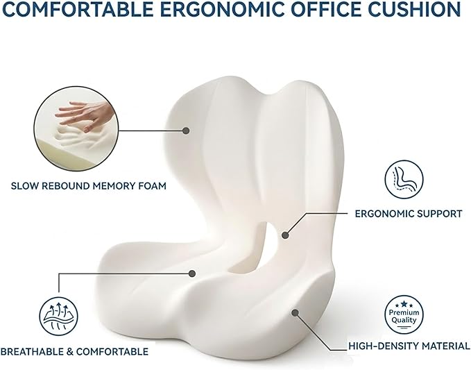 Ultimate L-Shaped Truck Driver Seat Cushion - Ergonomic Memory Foam Back & Tailbone Support - Breathable Cool-Mesh Pressure Relief Pad for Office Chairs, Semi-Trucks, & Long-Haul Driving