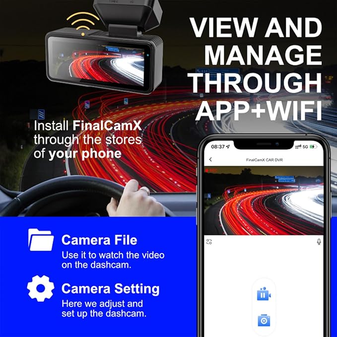2026 New Osmo Dashcam Pro 3.0 4K Front and Rear Dash Cam, 4K + 1080P Dash Camera for Car with Night Vision (WiFi+GPS+64GB)