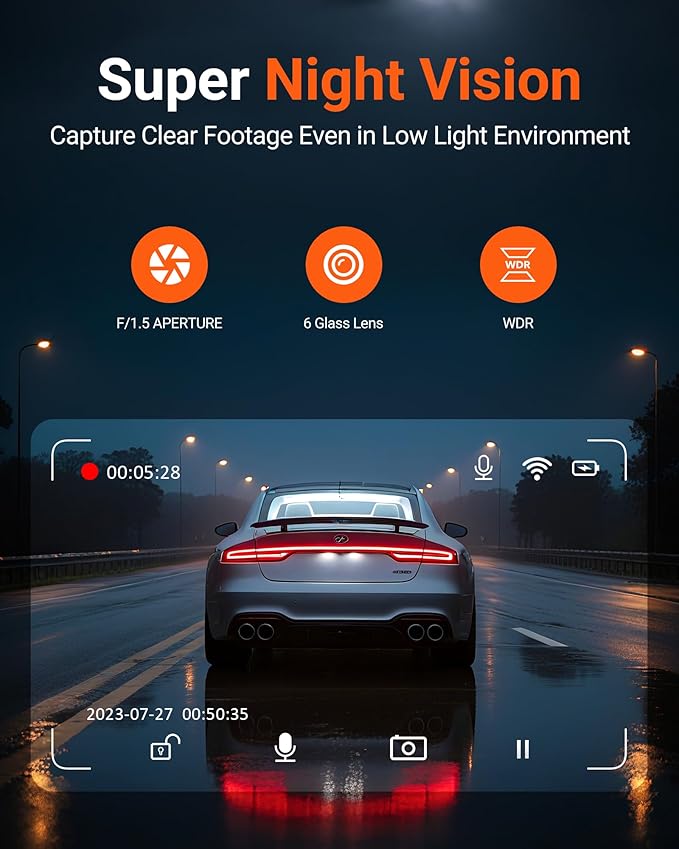 4K Dash Cam Front,Built-in 5G WiFi,64GB Card Included, Dash Camera for Cars, Mini 1.5" IPS Screen Dashcam with App Control,Super Night Vision, Loop Recording, G-Sensor, 24 Hours Parking Monitor