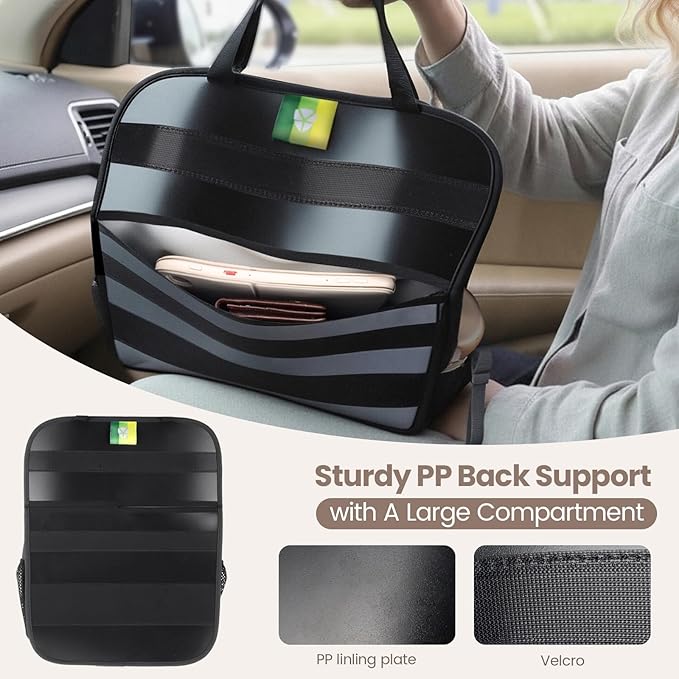 Viaviat Hanging Car Trunk Organizer and Storage, Premium Faux Leather Large Capacity Storage Accessories, Backseat Car Organizer for SUV/MPV/Truck (1, Black)