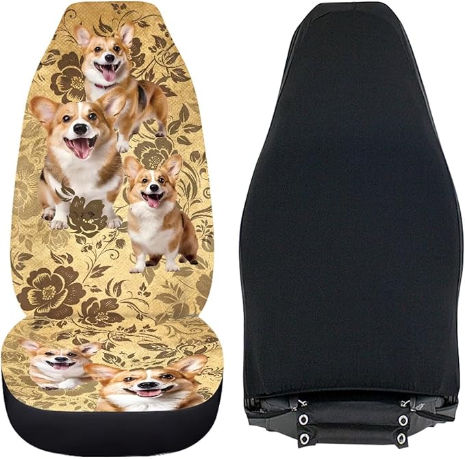 Car Seat Covers Set of 2, Seat Protector for Car Front Seat,Universal Auto Print Seat Covers for Cars SUV Trucks(Dog 81)