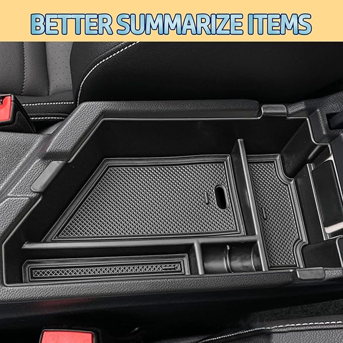 Center Console Insert Tray Compatible with Volkswagen Jetta 2020 2021 2022 2023 2024 2025 2026 Accessories, Armrest Box Organizer Storage Tray for 2020-2026 Jetta S/SE/SEL/Sport/GLI, Black