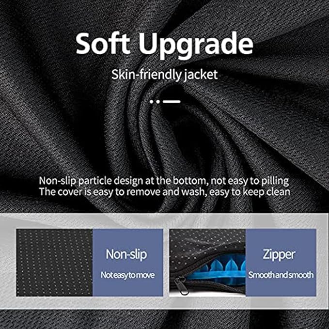 Gel Seat Cushion, Jumbo&Thick Gel Cushion with Non-Slip Cover for Home Office Car Seat Wheelchair, Soft Breathable Honeycomb Chair Pads for Relieve Hip Pain, Blue 20x20x1.9inch